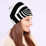 Black And White Circle Swirl Print Beanie