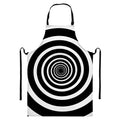 Black And White Circle Swirl Print Bib Apron With Pocket