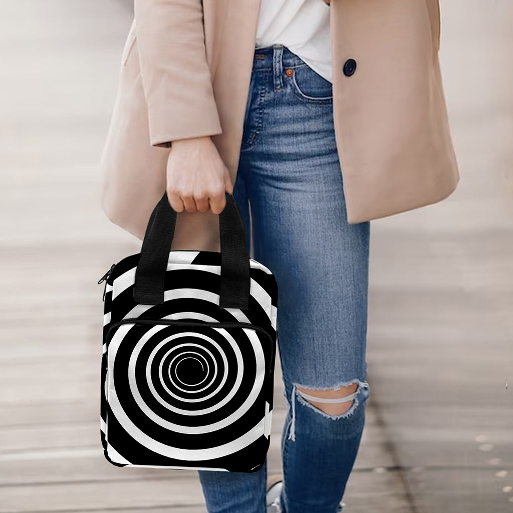 Black And White Circle Swirl Print Bible Tote Bag