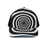 Black And White Circle Swirl Print Black Mesh Trucker Cap