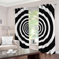 Black And White Circle Swirl Print Dimout Grommet Curtains