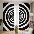 Black And White Circle Swirl Print Dimout Pencil Pleat Curtains