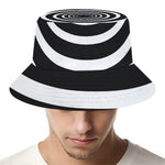 Black And White Circle Swirl Print Bucket Hat