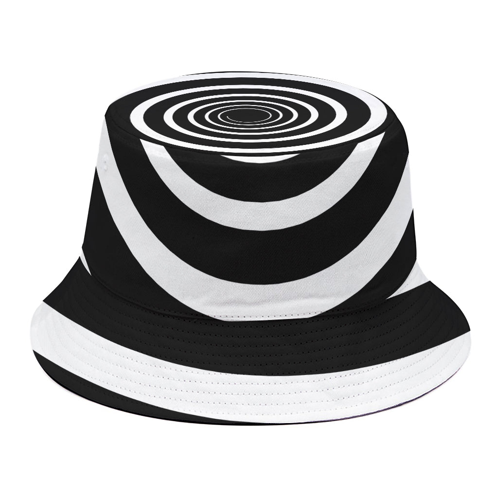 Black And White Circle Swirl Print Bucket Hat