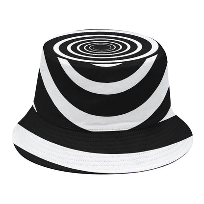 Black And White Circle Swirl Print Bucket Hat