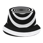 Black And White Circle Swirl Print Bucket Hat