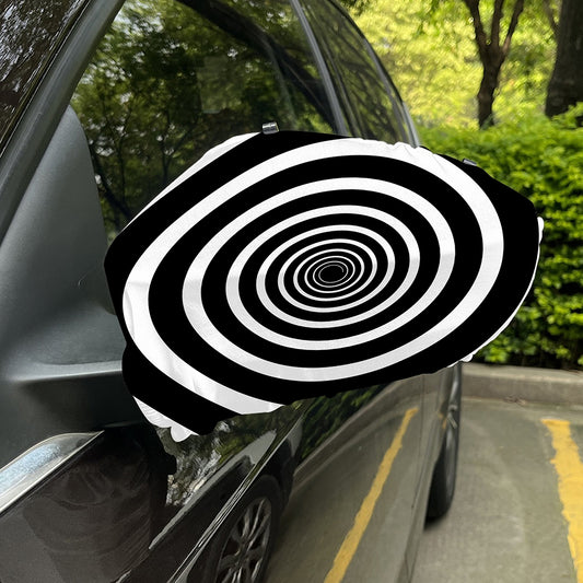 Black And White Circle Swirl Print Car Side Mirror Covers