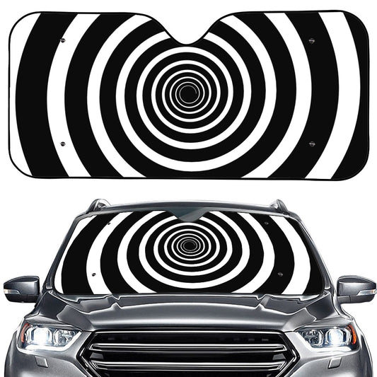 Black And White Circle Swirl Print Car Windshield Sun Shade