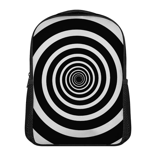 Black And White Circle Swirl Print Casual Backpack