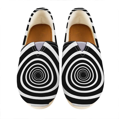 Black And White Circle Swirl Print Casual Shoes