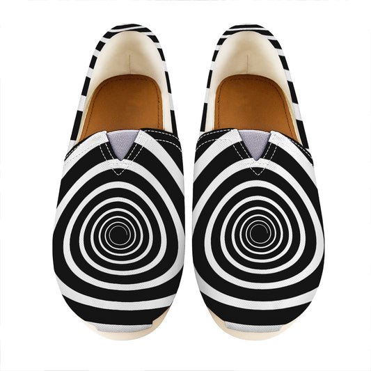 Black And White Circle Swirl Print Casual Shoes