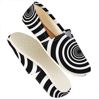 Black And White Circle Swirl Print Casual Shoes