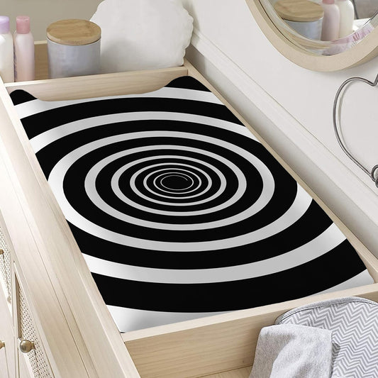 Black And White Circle Swirl Print Changing Pad Cover