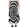 Black And White Circle Swirl Print Chiffon Maxi Skirt