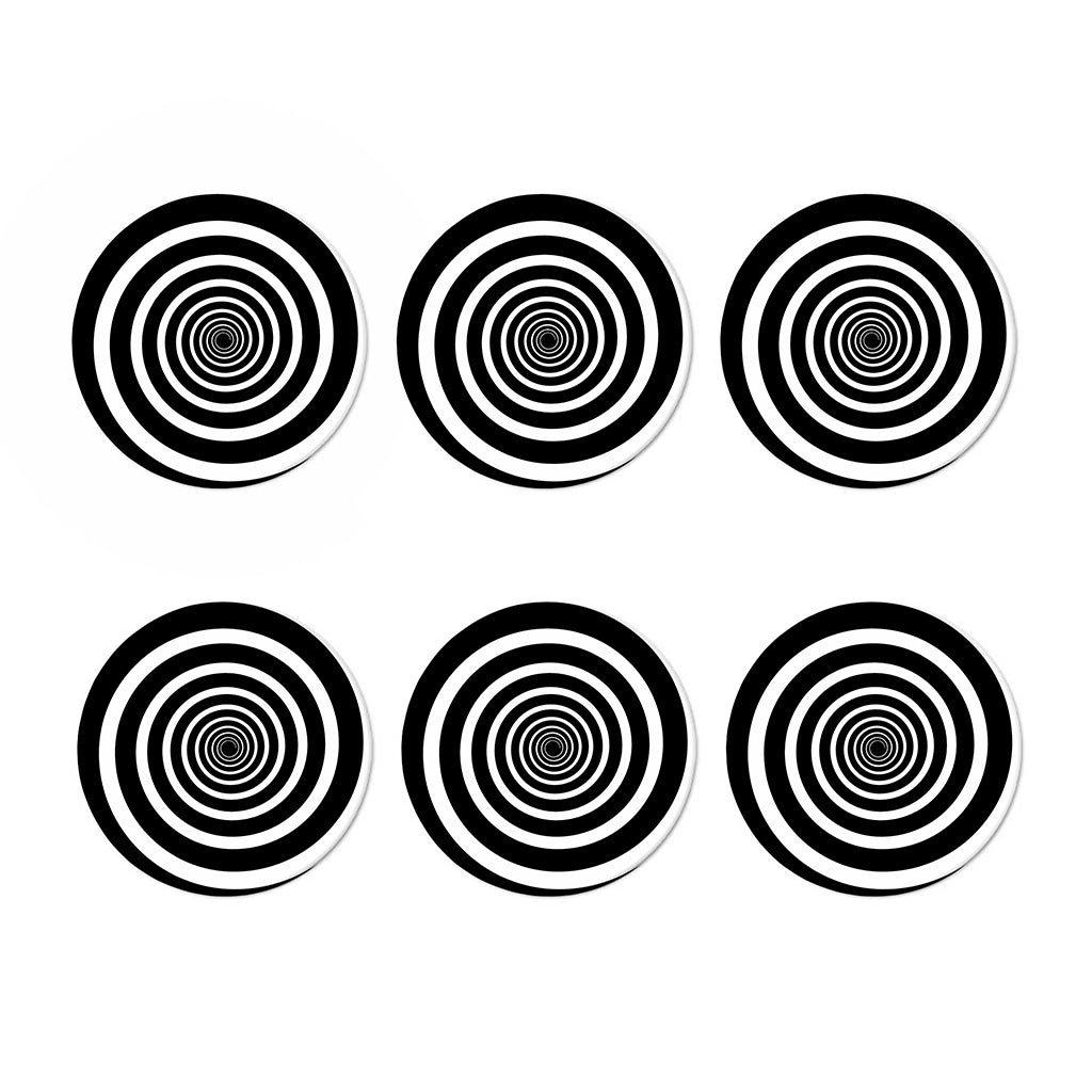 Black And White Circle Swirl Print Coaster Set