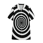 Black And White Circle Swirl Print Cotton Hawaiian Shirt