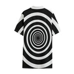 Black And White Circle Swirl Print Cotton Hawaiian Shirt