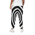 Black And White Circle Swirl Print Cotton Pants