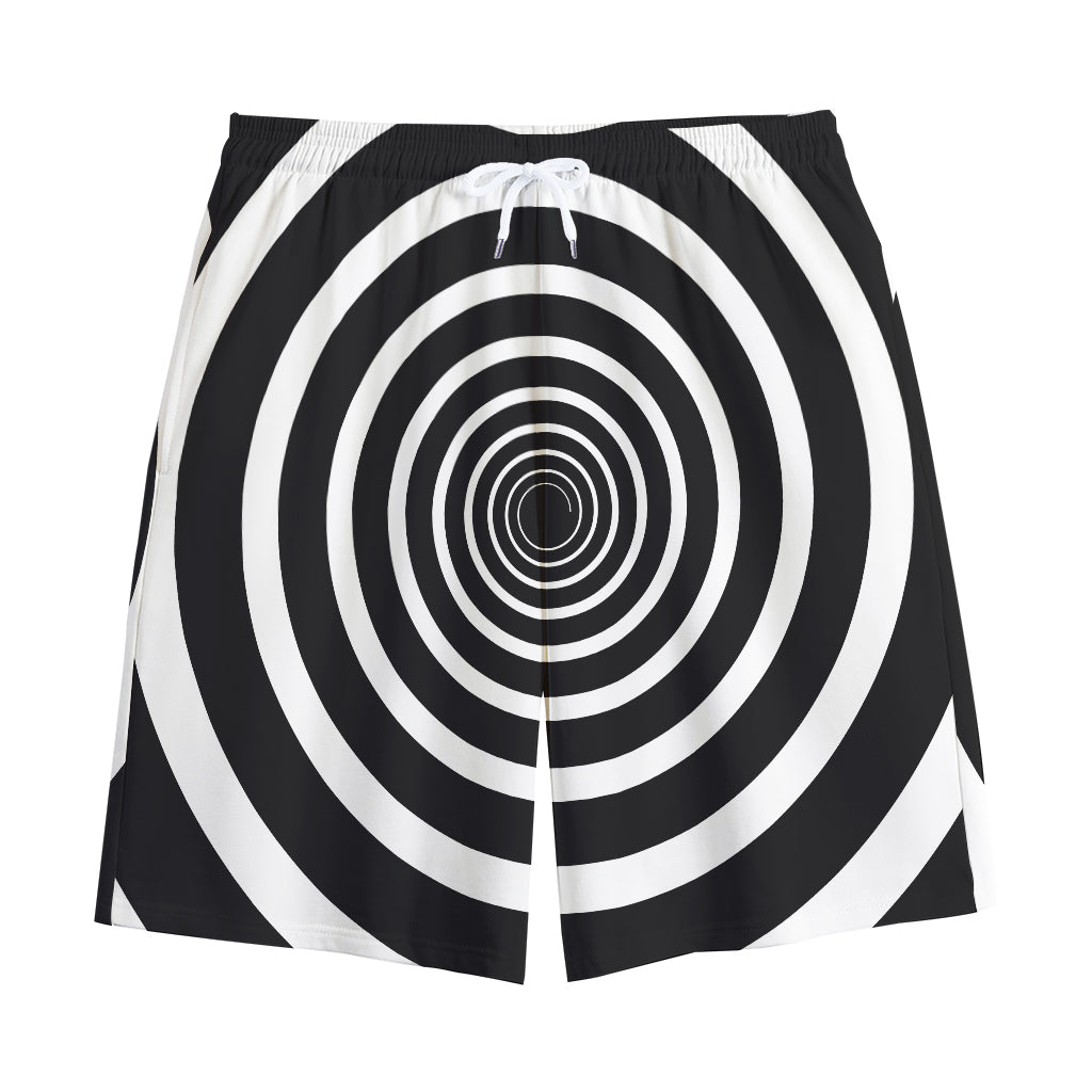 Black And White Circle Swirl Print Cotton Shorts