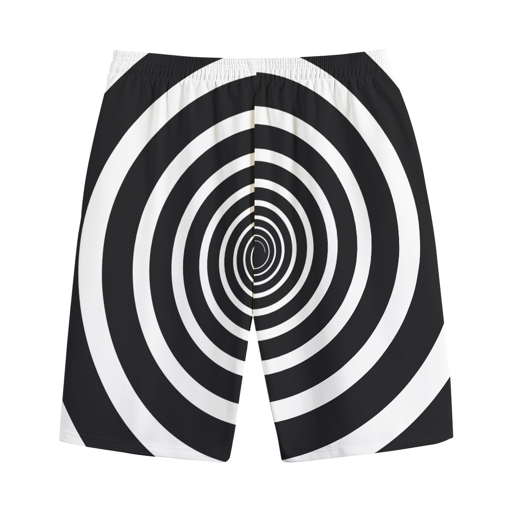 Black And White Circle Swirl Print Cotton Shorts