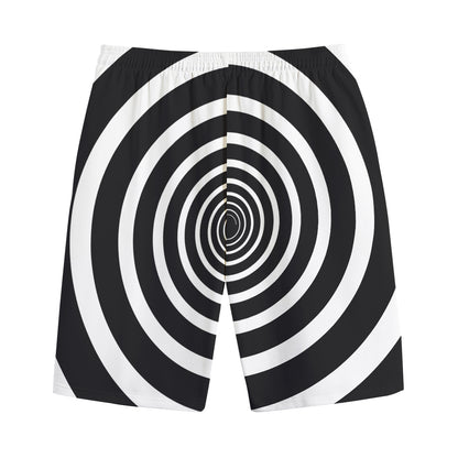 Black And White Circle Swirl Print Cotton Shorts