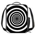 Black And White Circle Swirl Print Crossbody Lunch Bag