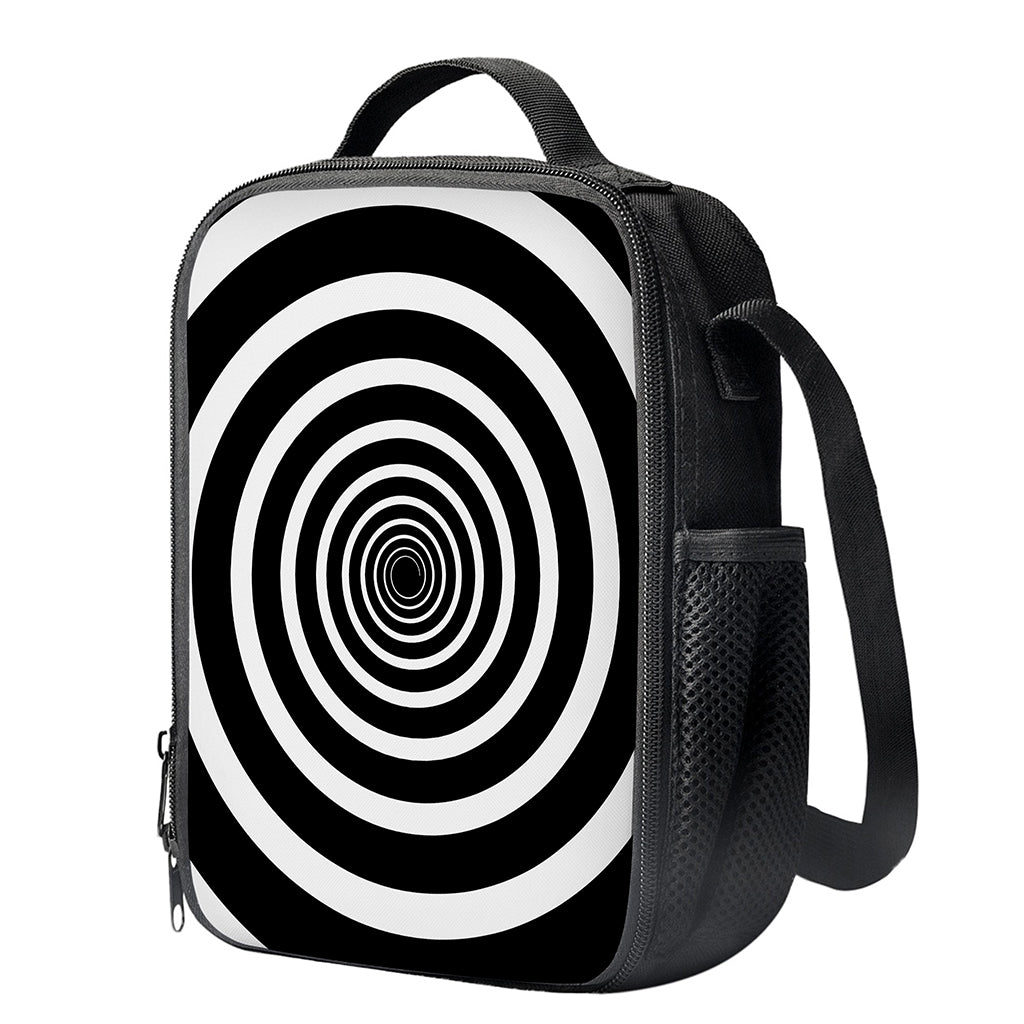Black And White Circle Swirl Print Crossbody Lunch Bag