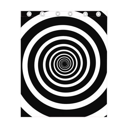 Black And White Circle Swirl Print Curtain