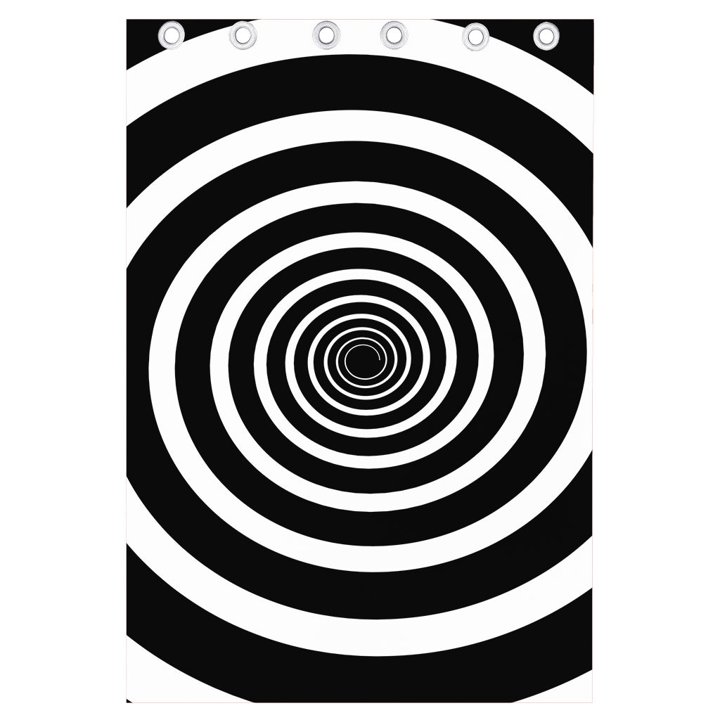 Black And White Circle Swirl Print Curtain