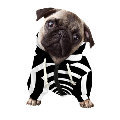 Black And White Circle Swirl Print Dog Zip Up Hoodie
