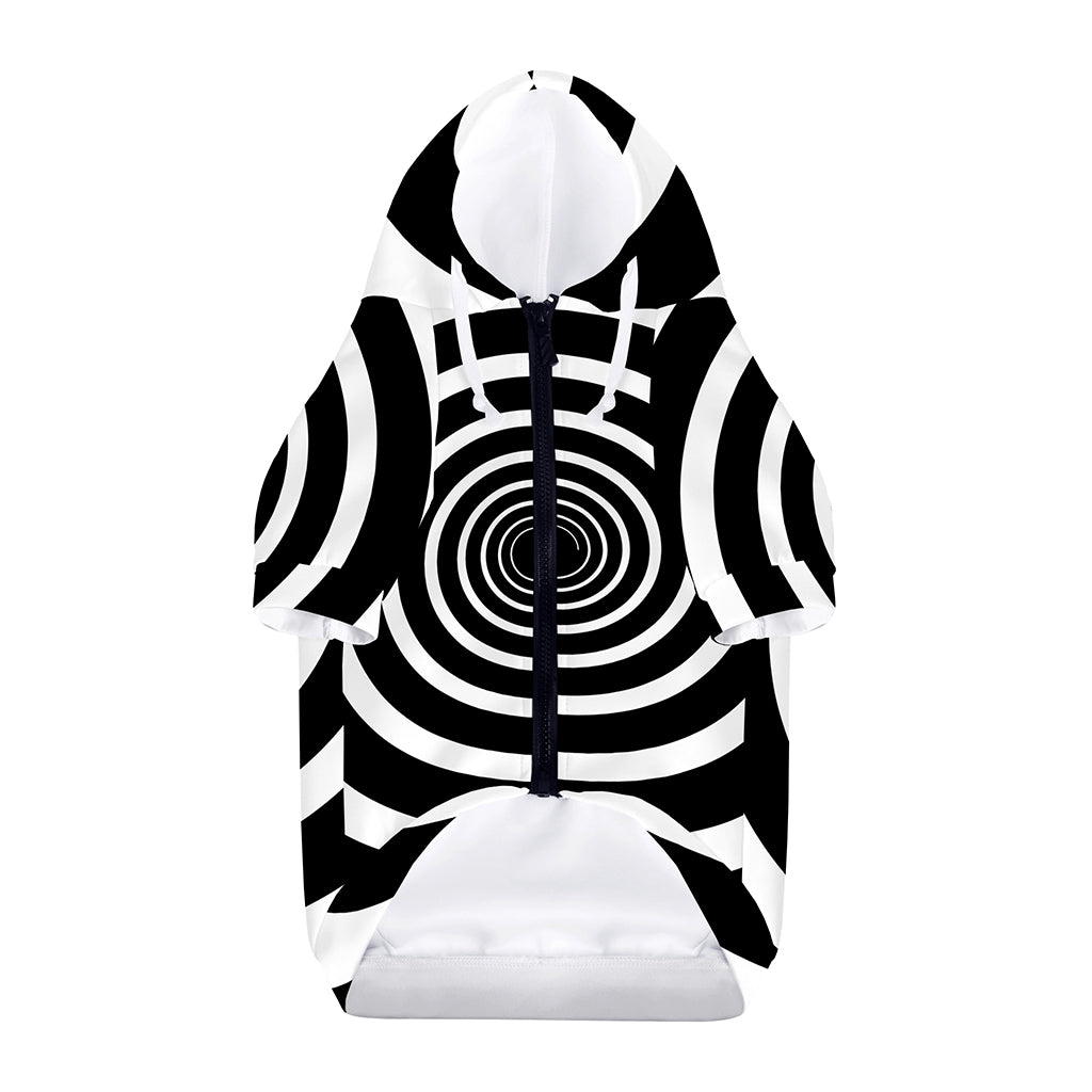 Black And White Circle Swirl Print Dog Zip Up Hoodie