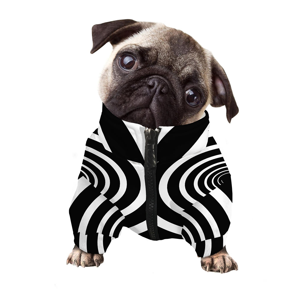 Black And White Circle Swirl Print Dog Zip Up Jacket