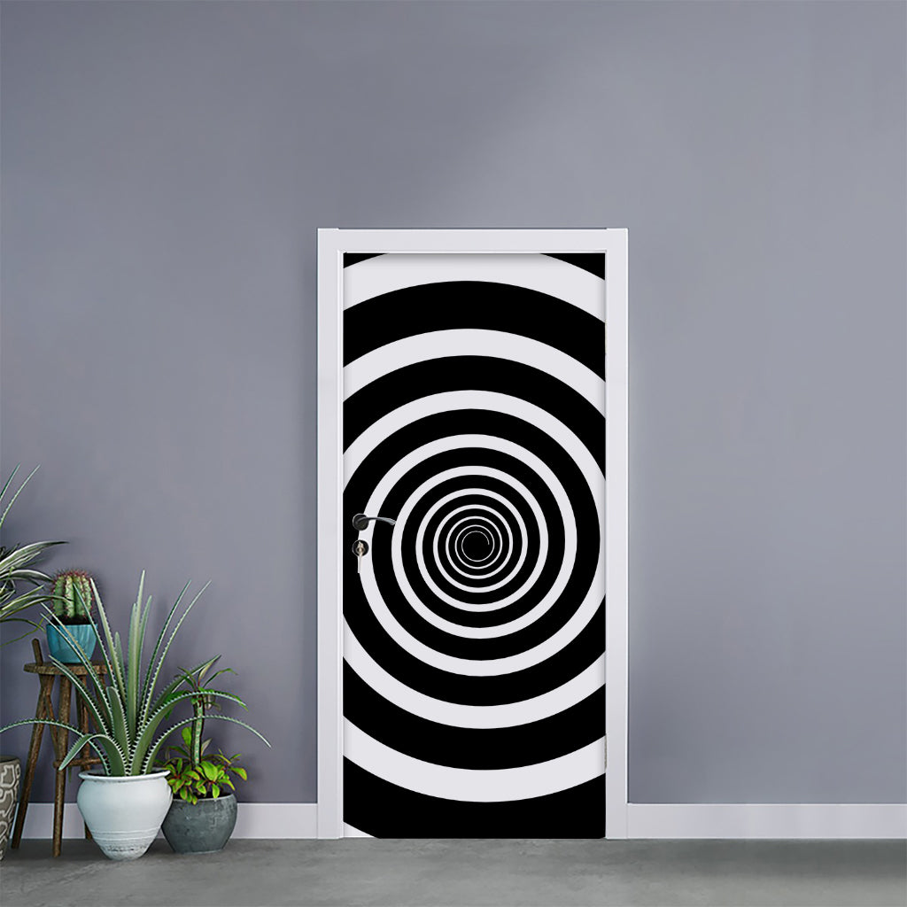 Black And White Circle Swirl Print Door Sticker