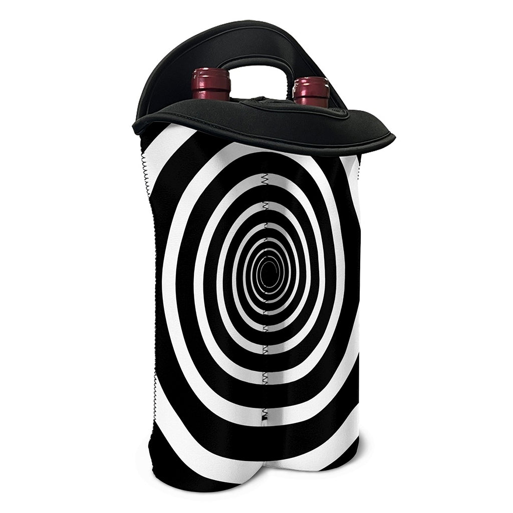 Black And White Circle Swirl Print Double Neoprene Wine Tote