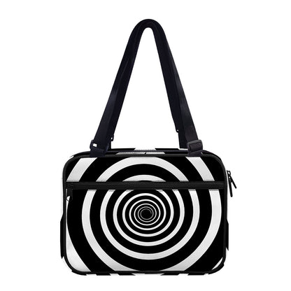 Black And White Circle Swirl Print Double Strap Bible Bag