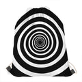 Black And White Circle Swirl Print Drawstring Bag