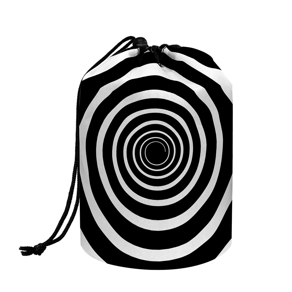 Black And White Circle Swirl Print Drawstring Makeup Bag