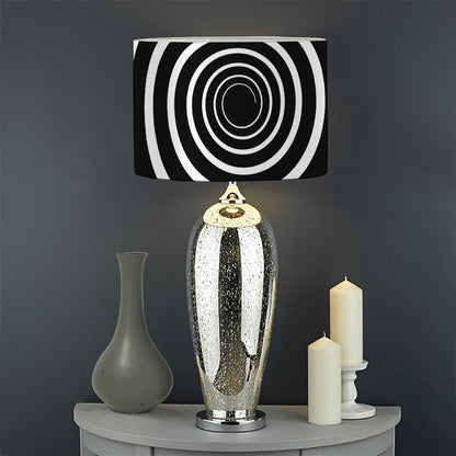 Black And White Circle Swirl Print Drum Lamp Shade