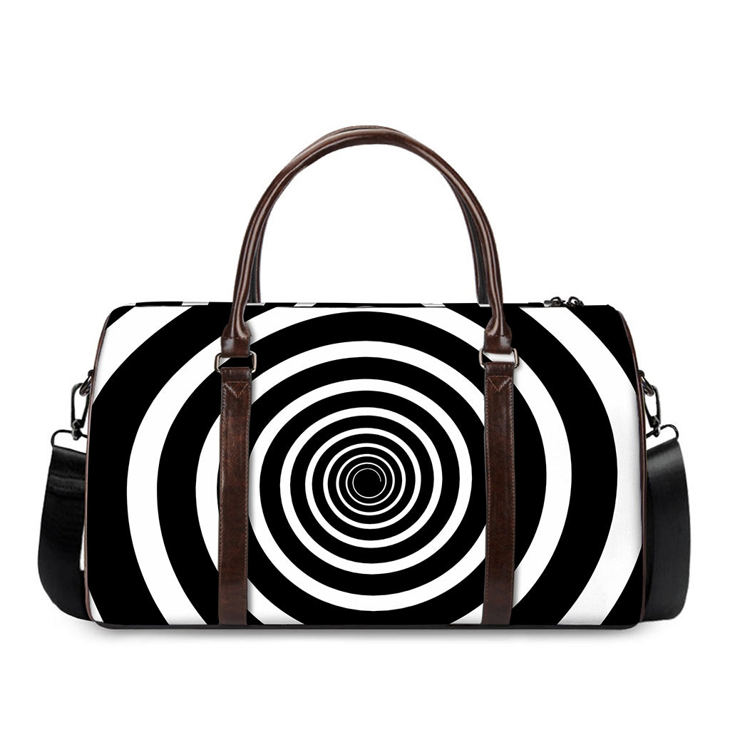 Black And White Circle Swirl Print Duffle Bag