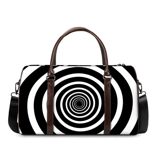 Black And White Circle Swirl Print Duffle Bag