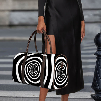 Black And White Circle Swirl Print Duffle Bag