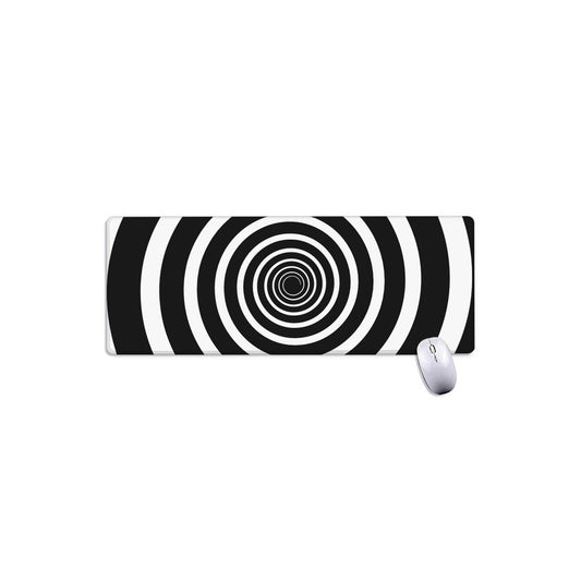 Black And White Circle Swirl Print Extended Mouse Pad