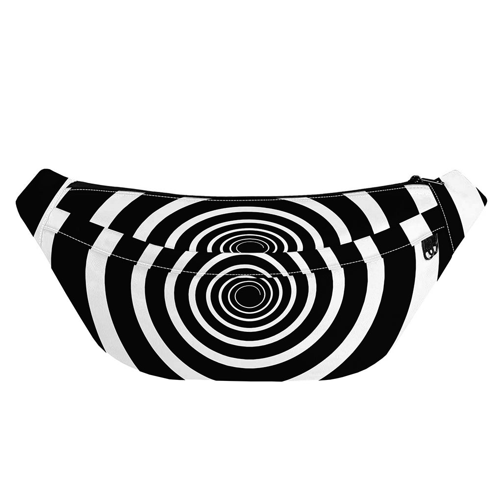 Black And White Circle Swirl Print Fanny Pack