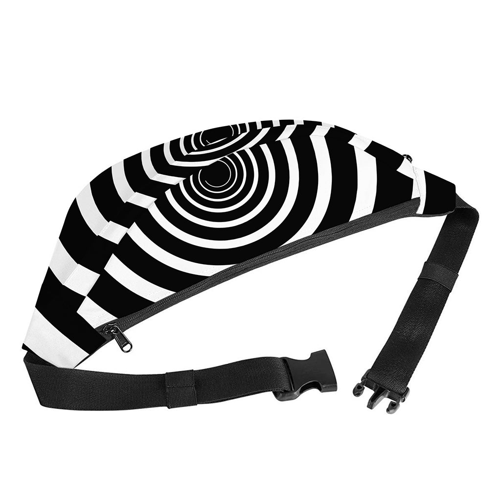Black And White Circle Swirl Print Fanny Pack