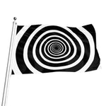 Black And White Circle Swirl Print Flag