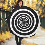 Black And White Circle Swirl Print Foldable Umbrella