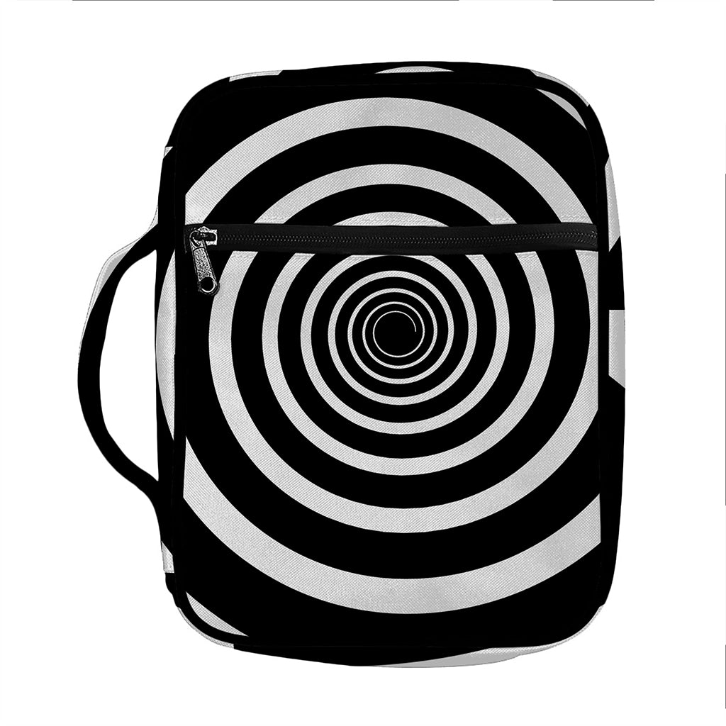 Black And White Circle Swirl Print Front Pocket Bible Bag