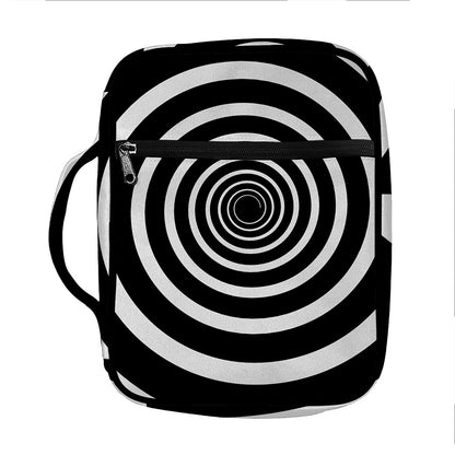 Black And White Circle Swirl Print Front Pocket Bible Bag