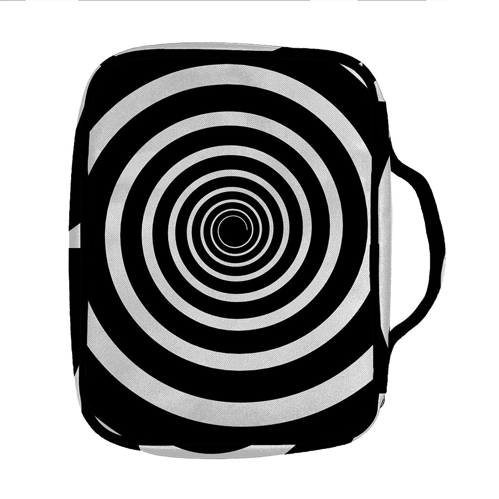 Black And White Circle Swirl Print Front Pocket Bible Bag