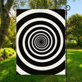 Black And White Circle Swirl Print Garden Flag
